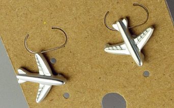 Silver plated matte aircraft pair of stud earrings EAR3286-SILVER