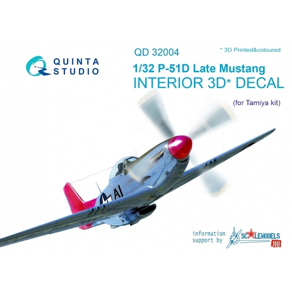 P51D Late Mustang Interior 3D Decal for Tamiya QD32004