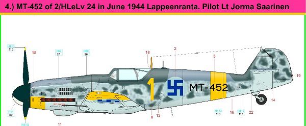 Finnish AF Messerschmitt Bf 109G-6 aces, summer 1944 KUID32002