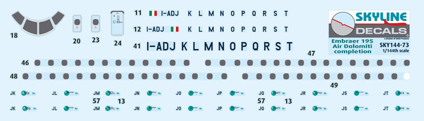 Embraer EMB195 (Air Dolomiti) Complement set (2 sheets) SKY144-73