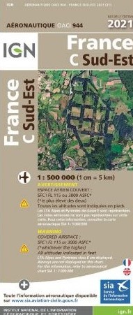 ICAO chart France 944 South East (Sud-Est) Edition 2021 IGN-944