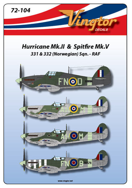 Hawker Hurricane Mk.II & Spitfire Mk.V, (331 & 332 (Norwegian) Sqns. RAF) 72-104