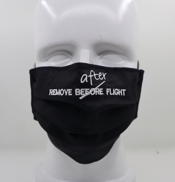 Aviation Face Mask Remove AFTER Flight (black) square form MASK-SQ-RAFB