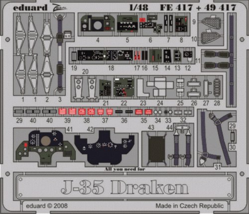 Detailset Saab J35 Draken Self adhesive (Hasegawa) FE417