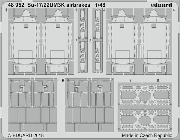 Detailset Suchoi Su17/Su22UM3K Airbrakes (Kitty Hawk) E48-952