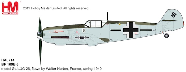 Messerschmitt Bf109E-3 Luftwaffe, Stab/JG 26, flown by Walter Horten, France, spring 1940 HA8714