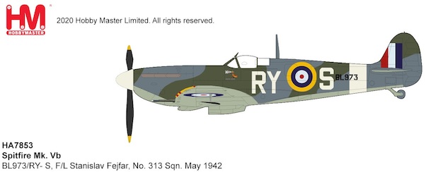 Spitfire Vb RAF, BL973/RY- S, F/L Stanislav Fejfar, No. 313 Sqn. May 1942 HA7853