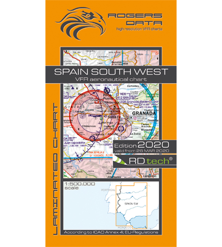 VFR aeronautical chart Spain South West 2020 ROGERS-ESP-SW