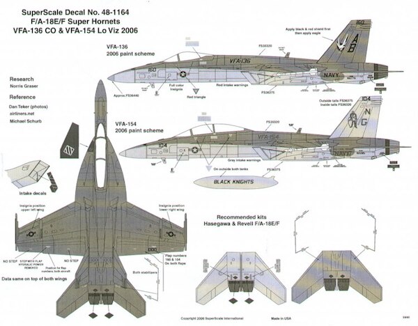 48-1164 F/A18E/F Super Hornet (VFA136 CO & VFA154 Lo-Viz 2006) 48-1164