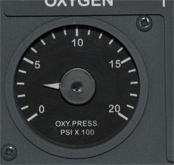 B737 Oxygen pressure gauge.  GAUUOVH1