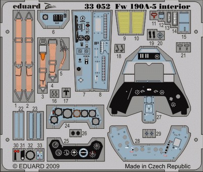 Detailset Focke Wulf FW190A-5 Interior Self adhesive (Hasegawa) E33-052