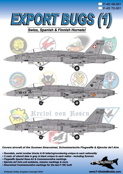 Export Bugs(1), Spanish, Swiss & Finnish Hornets F4D72-001