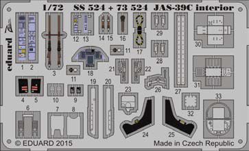 Detailset SAAB JAS39C Gripen Interior Self adhesive (Revell) ss524