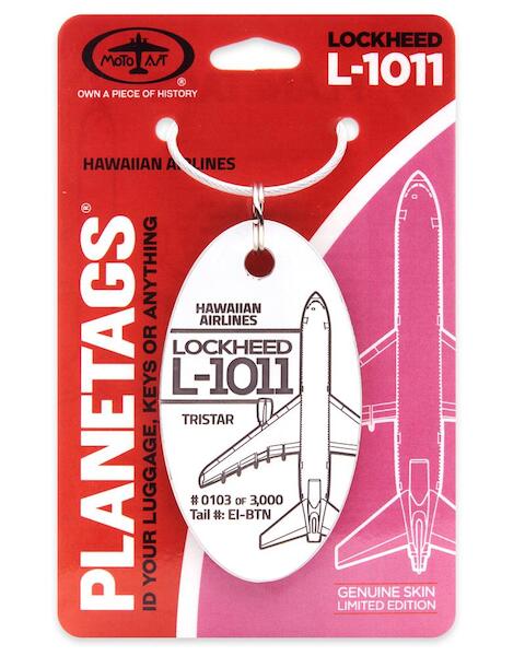 Keychain made of real aircraft skin: Lockheed L-1011 Tristar Hawaiian Airlines EI-BTN WHITE EI-BTN WHITE