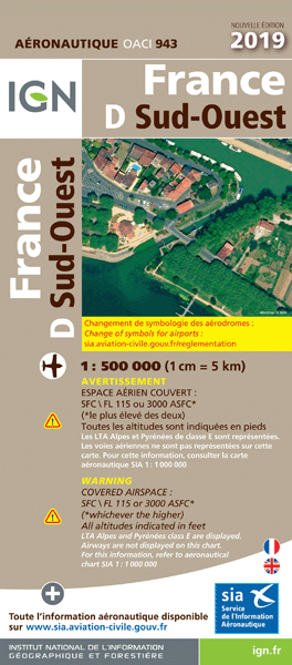 ICAO chart France 943 South West (Sud-Ouest) Edition 2019 IGN-943