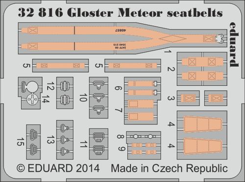 Detailset Gloster Meteor Seatbelts (Kitty hawk) E32-816