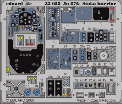 Detailset Junkers ju87G Stuka Interior Self adhesive (Hasegawa) E33-055