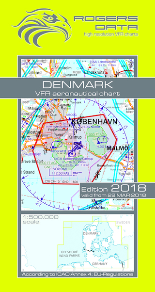 VFR aeronautical chart Denmark 2018 ROGERS-DENMARK