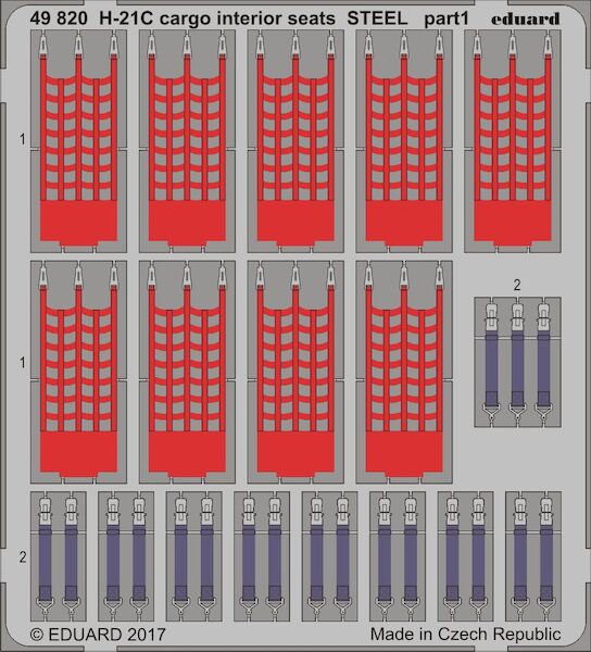 Detailset H21C Shawnee Cargo interior seats Webbing and Seatbelts - STEEL- (Italeri) E49-820
