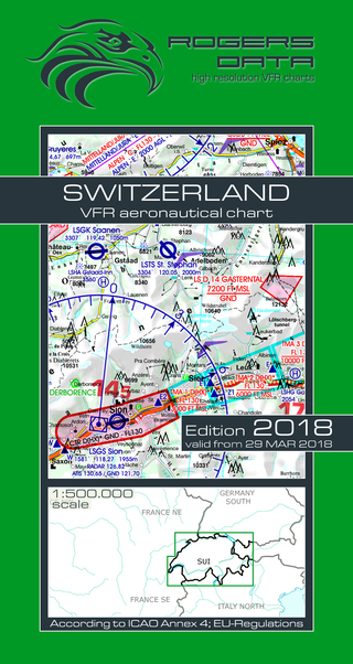 VFR aeronautical chart Switzerland 2018 ROGERS-SWISS
