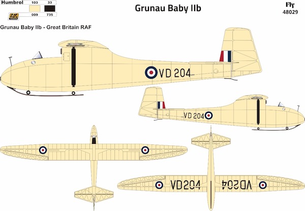 Grunau Baby IIb German Single seat Sailplane (RAF VD204) 48029