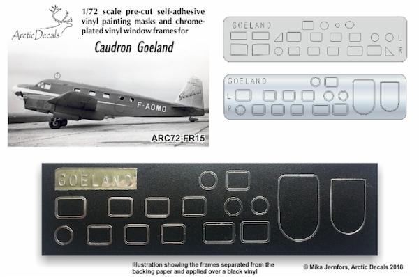 Caudron Goeland Pre cut Vinyl window masks and chrome plated window frames (Broplan) ARC72-FR15