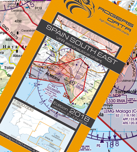 VFR aeronautical chart Spain South East 2018 (including Canary Islands) ROGERS-ESP-SE