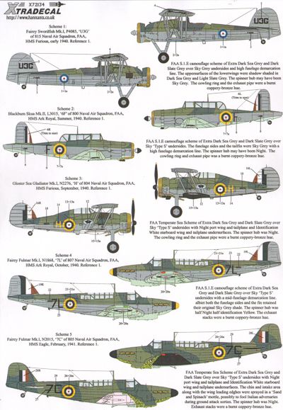 Fleet Air Arm 1939-1941 (Swordfish, Skua, Sea Gladiator, Walrus, Sea Fox, Fulmar) X72134