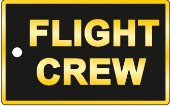 Bagagetag with FLIGHT CREW in gold on black underground on one side and writable backside, including metal wire BAGTAG FC GOLD