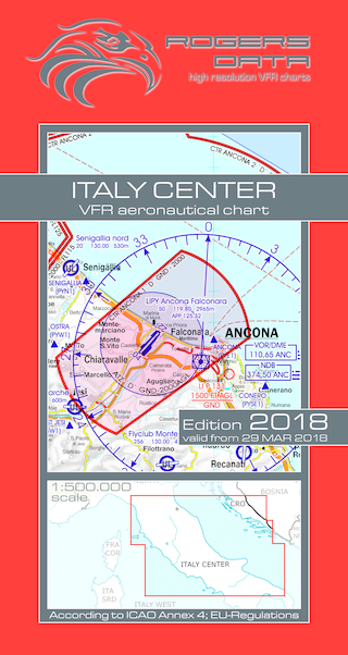 VFR aeronautical chart Italy Center 2018 ROGERS-ITALY-C