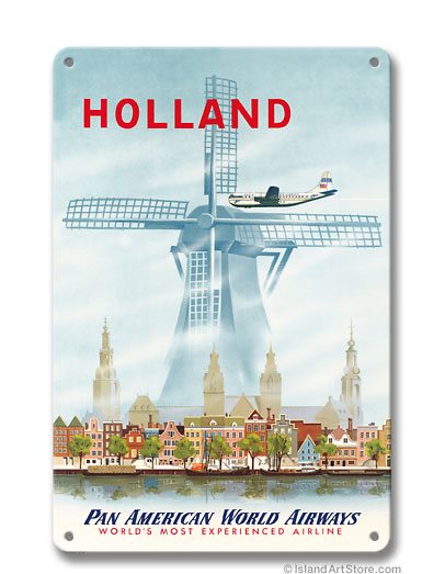 Pan American - Holland Windmill Vintage metal poster metal sign MTSA3110