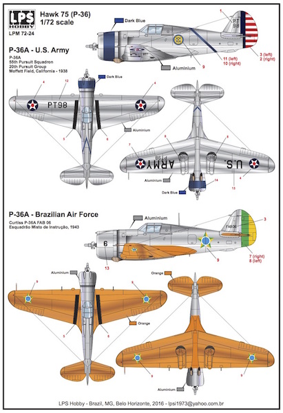 Curtiss Hawk 75 (P36A) (U.S.Army, Brazilian Air Force) LPM72-24