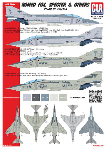 Romeo Fox, Specter & Others - RF-4B of VMFP-3, 3 Marking options, Low Vis. CTA-001