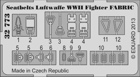 Detailset Seatbelts Luftwaffe WWII Fighters (Fabric) E32-773