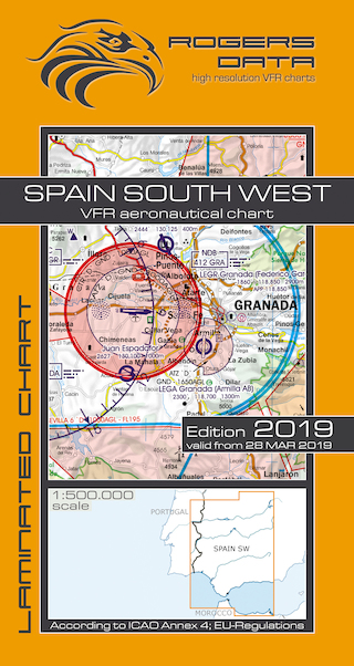 VFR aeronautical chart Spain South West 2019 ROGERS-ESP-SW