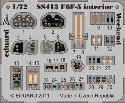Detailset F6F Hellcat Interior Self Adhesive (Dragon.Eduard) SS413