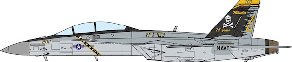F18F Super Hornet US Navy, VFA-103 Jolly Rogers, 75th Anniversary, 2018 JCW-72-F18-007