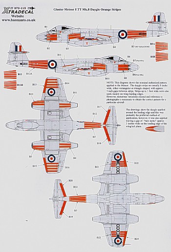 Gloster Meteor Dayglow orange stripes X72115