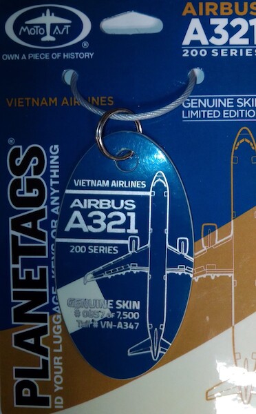 Keychain made of real aircraft skin: Airbus A321-200 Vietnam Airlines VN-A347 (combo colours) A321 VIETNAM