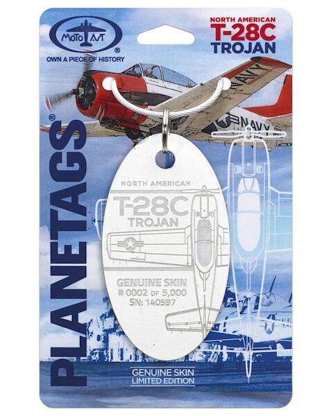 Keychain made of real aircraft skin: T-28C Trojan Serial # 140597 White  PT-T28C WHITE