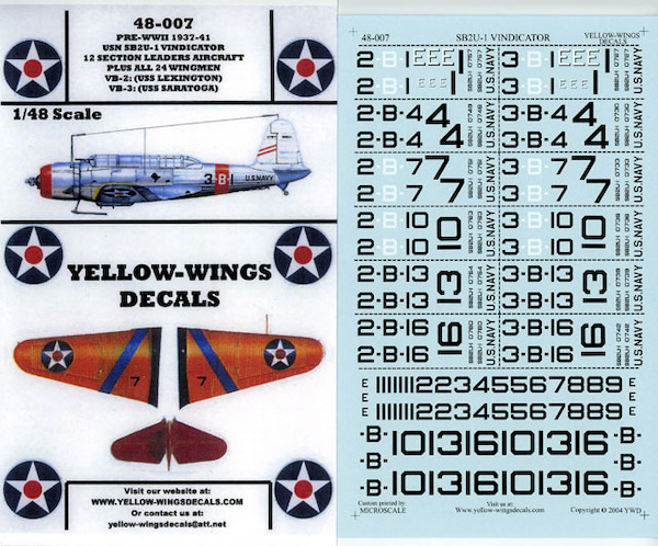 USN SB2U-1 Vindicator Section Leaders Aircraft + 24 Wingman 48-007