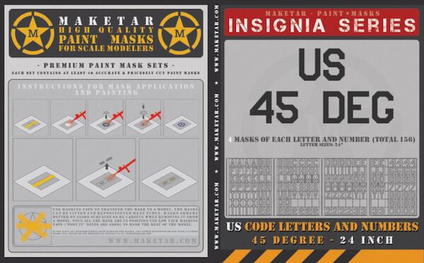 US 45 degree letters and numbers 24