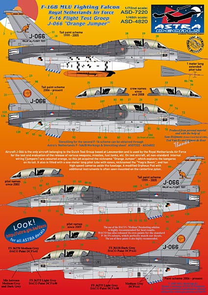 F-16B MLU Fighting Falcon (KLu F16 Flight test group J-066 `Orange Jumper`' asd4820