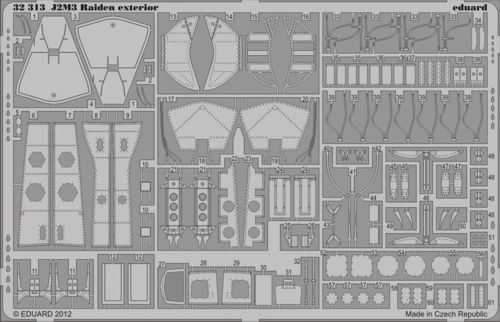 Detailset Mitsubishi J2M-3 Raiden Exterior (Hasegawa) E32-313