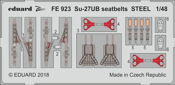 Detailset Sukhoi Su27UB Flanker B Seatbelts - steel- Hobby Boss) FE923