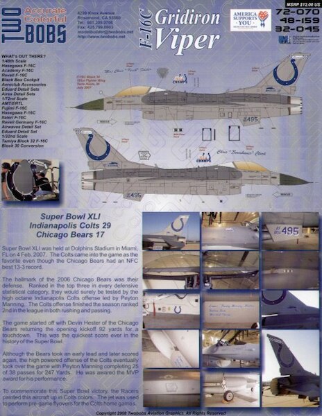 F16C Gridiron Viper (special Super Bowl XLI paint scheme) TB72-070