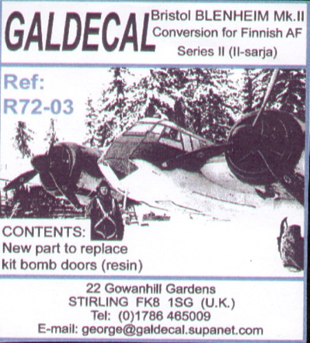 Blenheim Bomb Bay Conversion MK2 (Finnish AF) r72-03