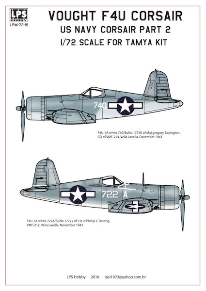 Vought F4U-1 Corsair U.S. Navy Part 2 LPM72-19