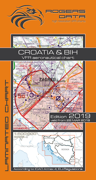 VFR aeronautical chart Croatia & Bosnia Herzgovina 2019 ROGERS-CROATIA
