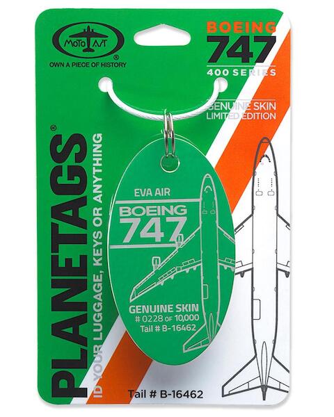 Keychain made of real aircraft skin: Boeing 747-400 Eva Air B-16462 (green) EVA GREEN